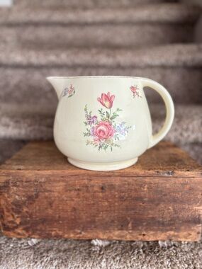 Cream Floral Ceramic Pitcher - Decorative Home Art